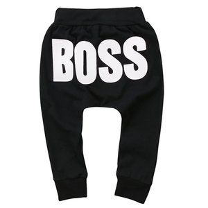 White BOSS Cotton Casual Toddler Black Harem Pants